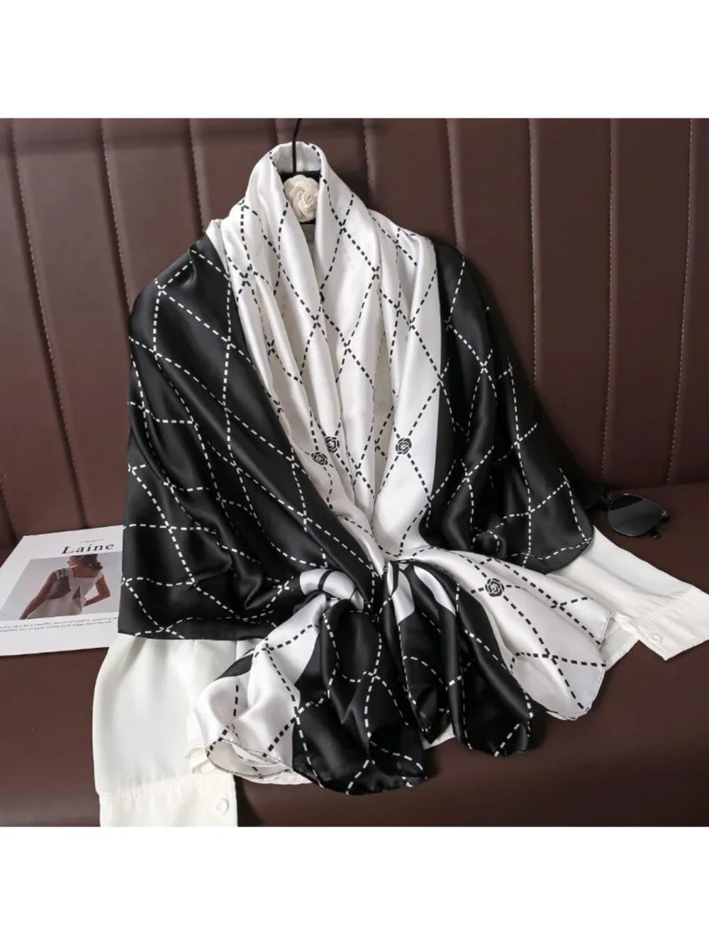Silk Feel Scarf Shawl Wrap for Women | Soft Large Square Beach Cover-Up